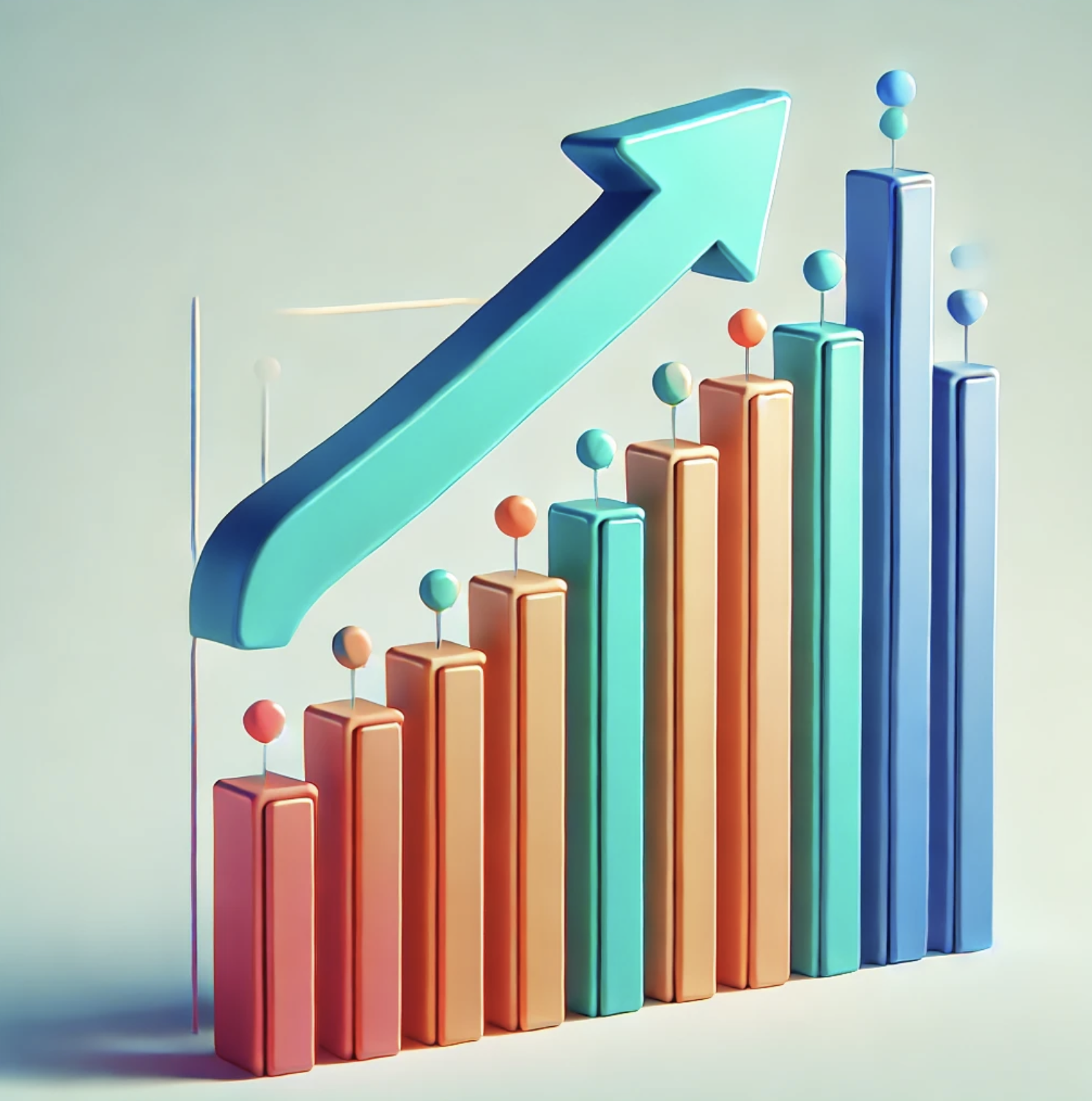 bar chart with upward growth arrow